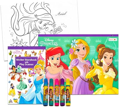 Disney Princess Lap Desk Activity Set - Arts & Crafts Bundle of Lap Desk, Coloring Book, Stickers, Games, Puzzles, More | Disney Princess Travel Pack
