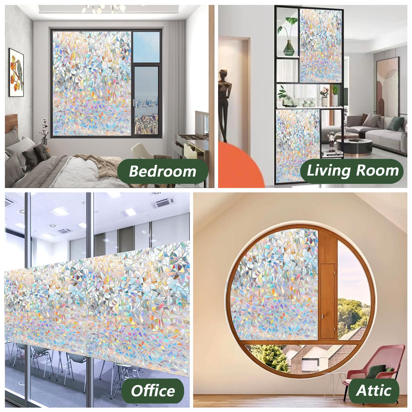 Film Fenêtre Anti Regard Autocollant 65 x 380 cm Auto-Adhésif, Anti UV, Film Décoratif Fenetre Regard Adhésif pour Bureau Maison Salle, Croissant De Lune