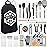 BOMKI Grilling and Camping Cooking Utensils Set for The Outdoors BBQ - Camping Utensil Set Kitchen Set Cookware Accessories Glamping Essentials Camp Stuff Camp Cooking Set (Black Pro)