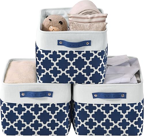 Miniatura 55 de DECOMOMO Cestas de almacenamiento para estantes, contenedores de almacenamiento de tela, organizadores de armario de lino y almacenamiento