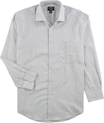 Alfani Mens Performance Button Down Dress Shirt, White, 17"-17.5" Neck 36"-37" Sleeve