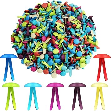 Hotop 500 Pcs Brads for Paper Crafts Metal Round Paper Fasteners for Craft Art Crafting School DIY Supplies0.3 x 0.6 Inch,Multicolored