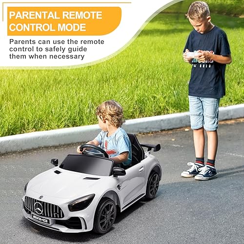 Miniatura 4 de Winado Vehículo eléctrico de 12 V, con licencia Mercedes Benz AMG GTR a batería, con control remoto para padres, asiento más ancho, luces LED,