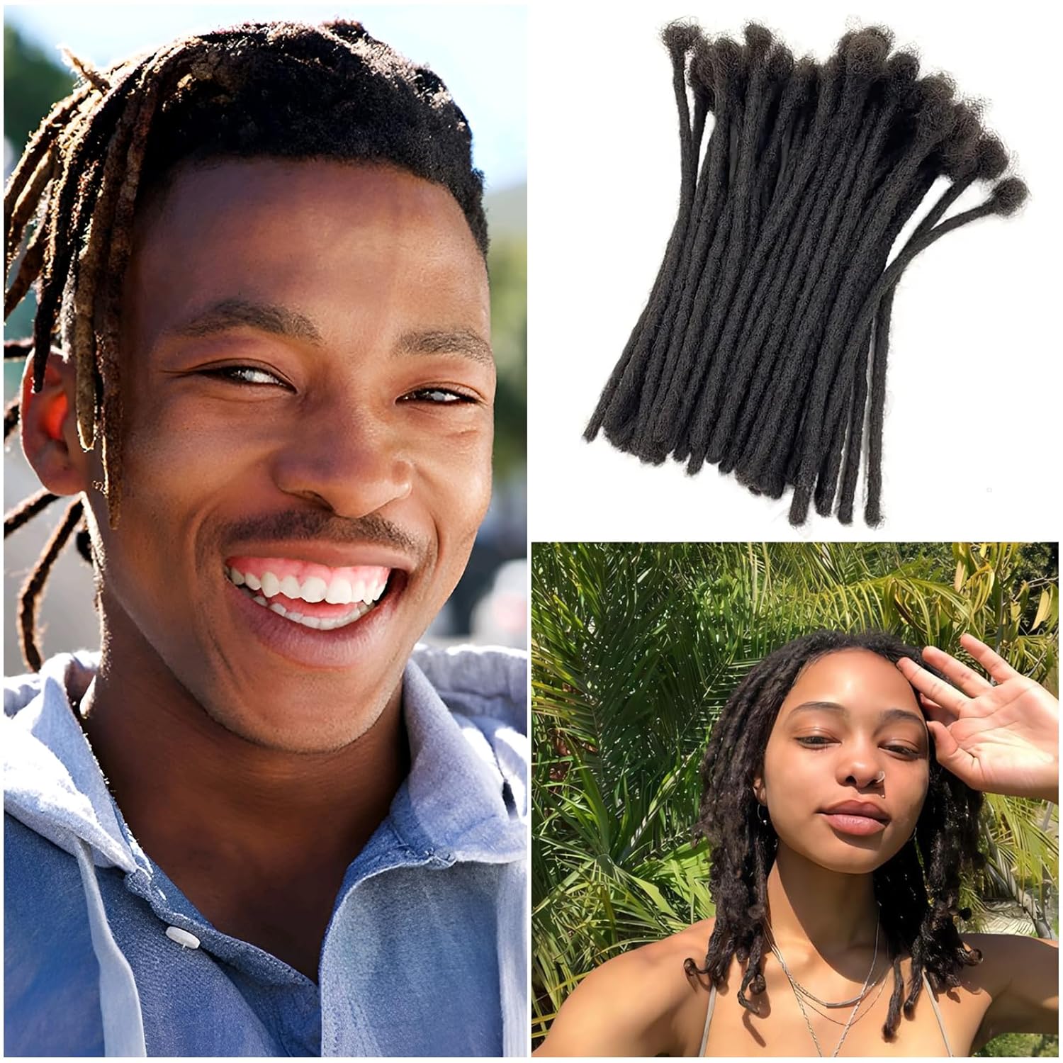 XIAULAU 6 Inch Loc Extensions Human Hair 20 Locs 0.8cm