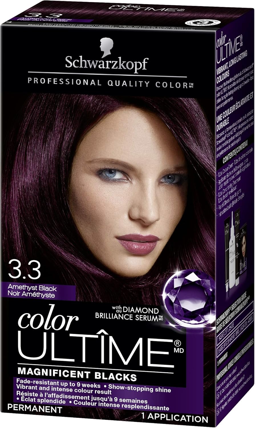 Schwarzkopf Color Ultime Permanent Hair Color, 3.3 Amethyst Black :  Amazon.ca: Beauty & Personal Care