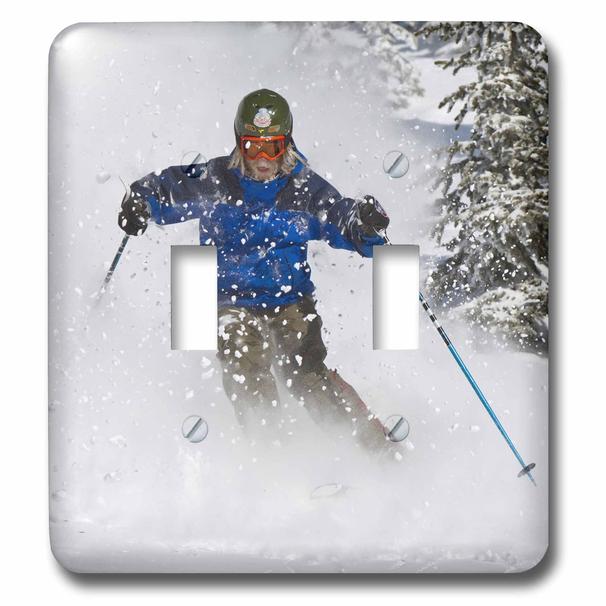 Interrupteur double bascule ski Whitefish Mountain Montana décoratif 3dRose