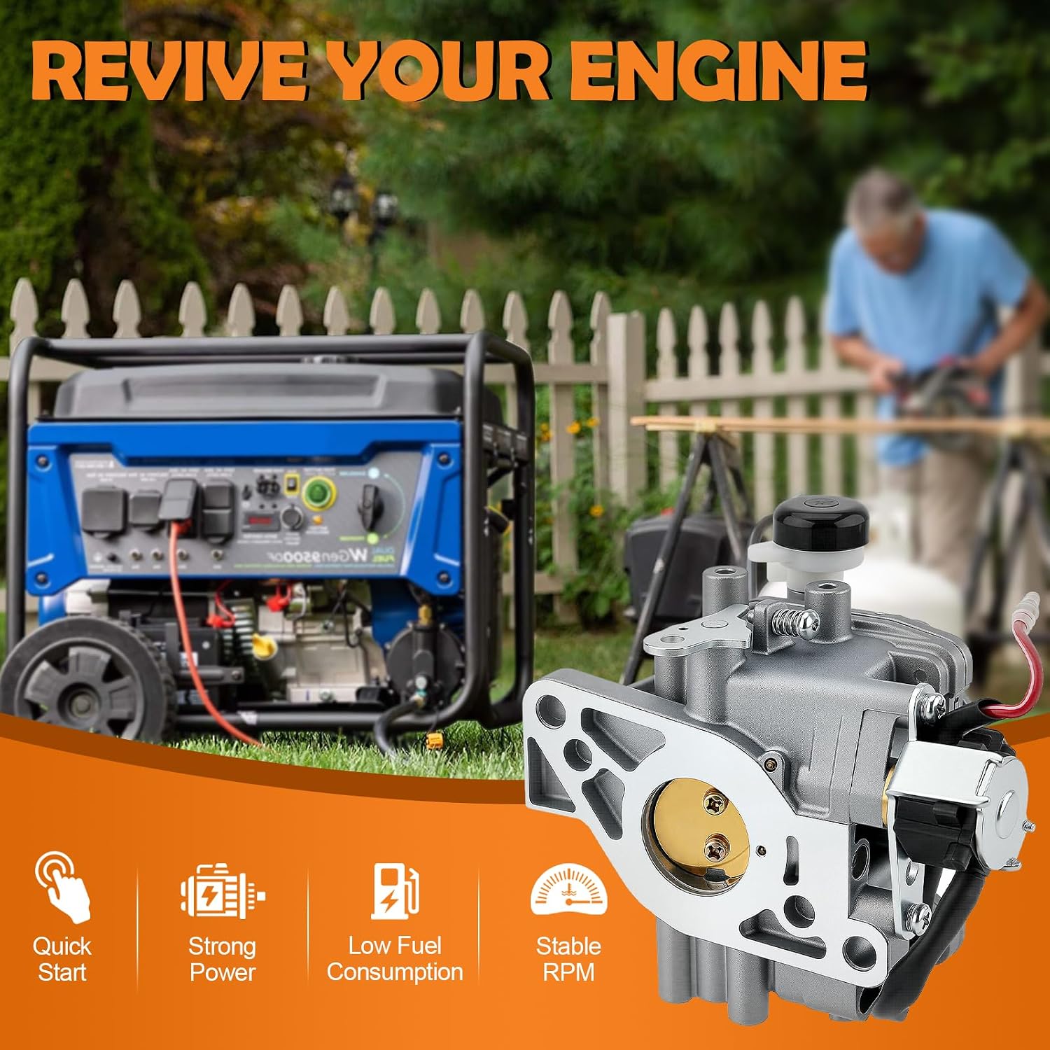 24 853 32-S Carburetor Carb for Kohler CH18 CH20 CH22 18HP 20HP 22HP Engine Replace 2405332 2485302 with Gaskets