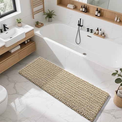 Miniatura 242 de Yimobra - Tapete de baño largo de felpilla, grande de 55.1 x 24 pulgadas, microfibra gruesa, absorbente, extrasuave, antideslizante, peludo, lavable