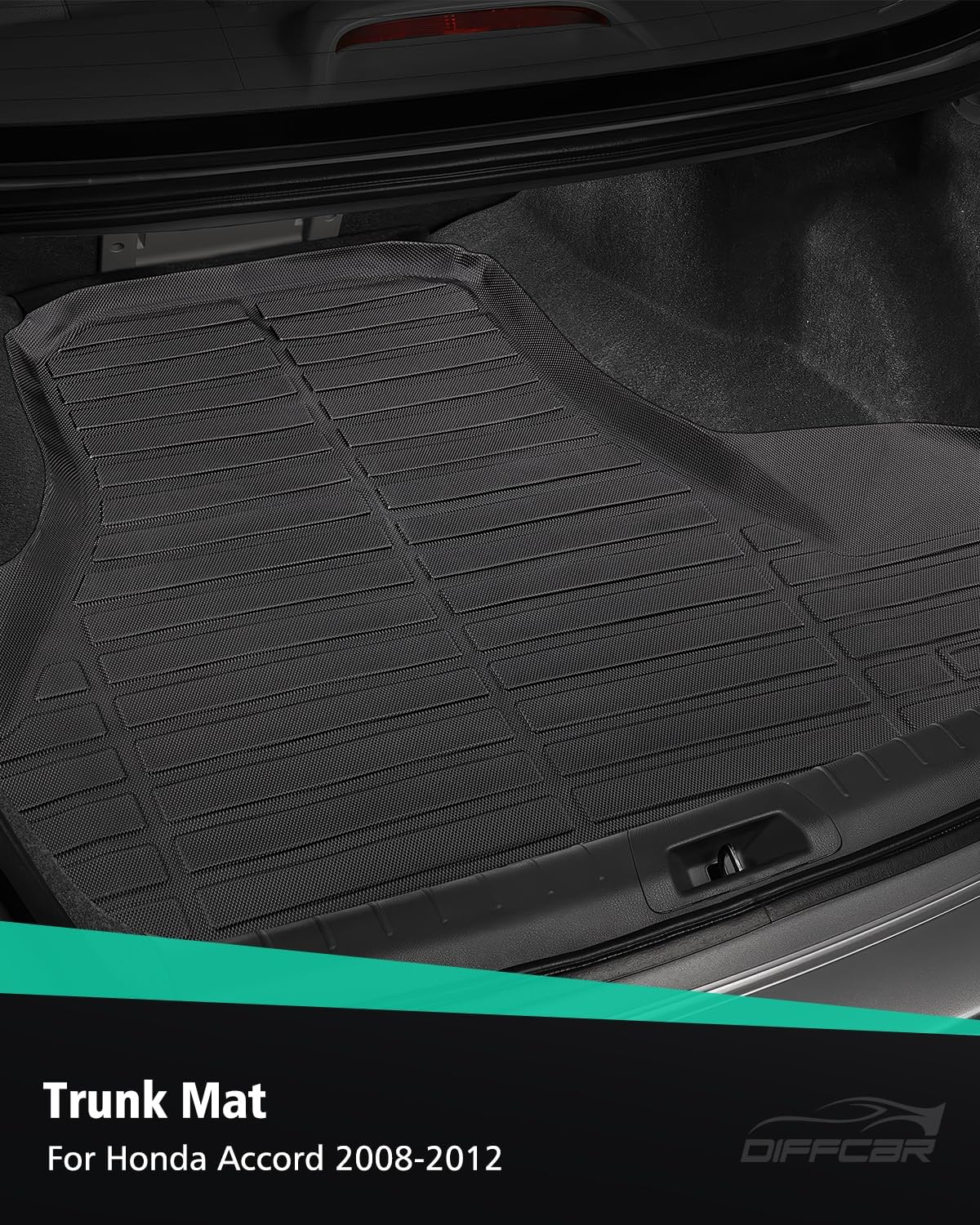 DiffCar® Floor Mats & Cargo Mat for Honda Accord 2008-2012 Custom Fit (Gas Only), All-Weather Protection TPE Accessories 4PCS for Honda Accord 2008 2009 2010 2011 2012 Sedan (Not Fit Coupe)