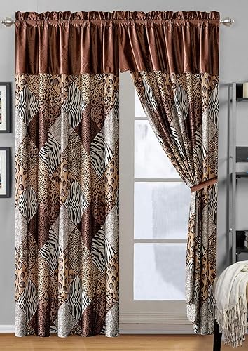 Miniatura 2 de GrandLinen - Juego de edredón safari con estampado de animales, color café, negro y blanco Ropa de cama de terciopelo con estampado de leopardo,