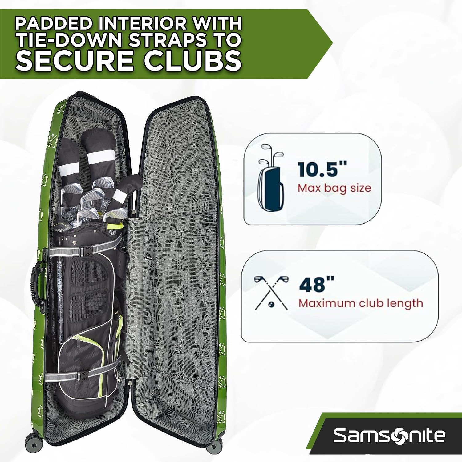 Samsonite Tour Classic Golf Hard Case Golf Travel Bag, Lightweight & Durable ABS Shell, 360 Degree Multi-Directional Wheels