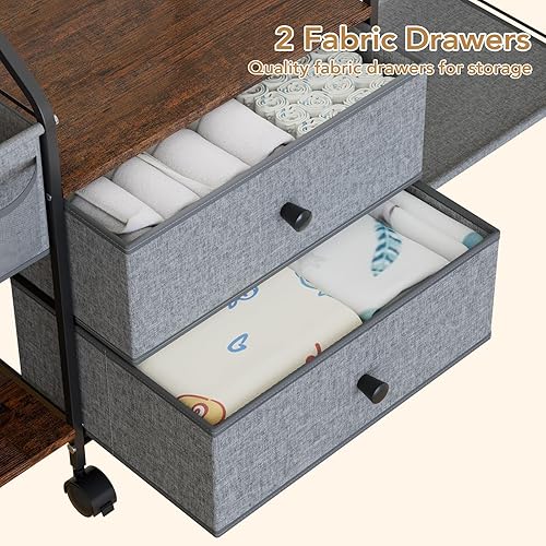 Miniatura 9 de BBLIKE Organizador de pañales con estante para colgar, carrito utilitario rodante de 3 niveles con cajones y divisores para almacenamiento
