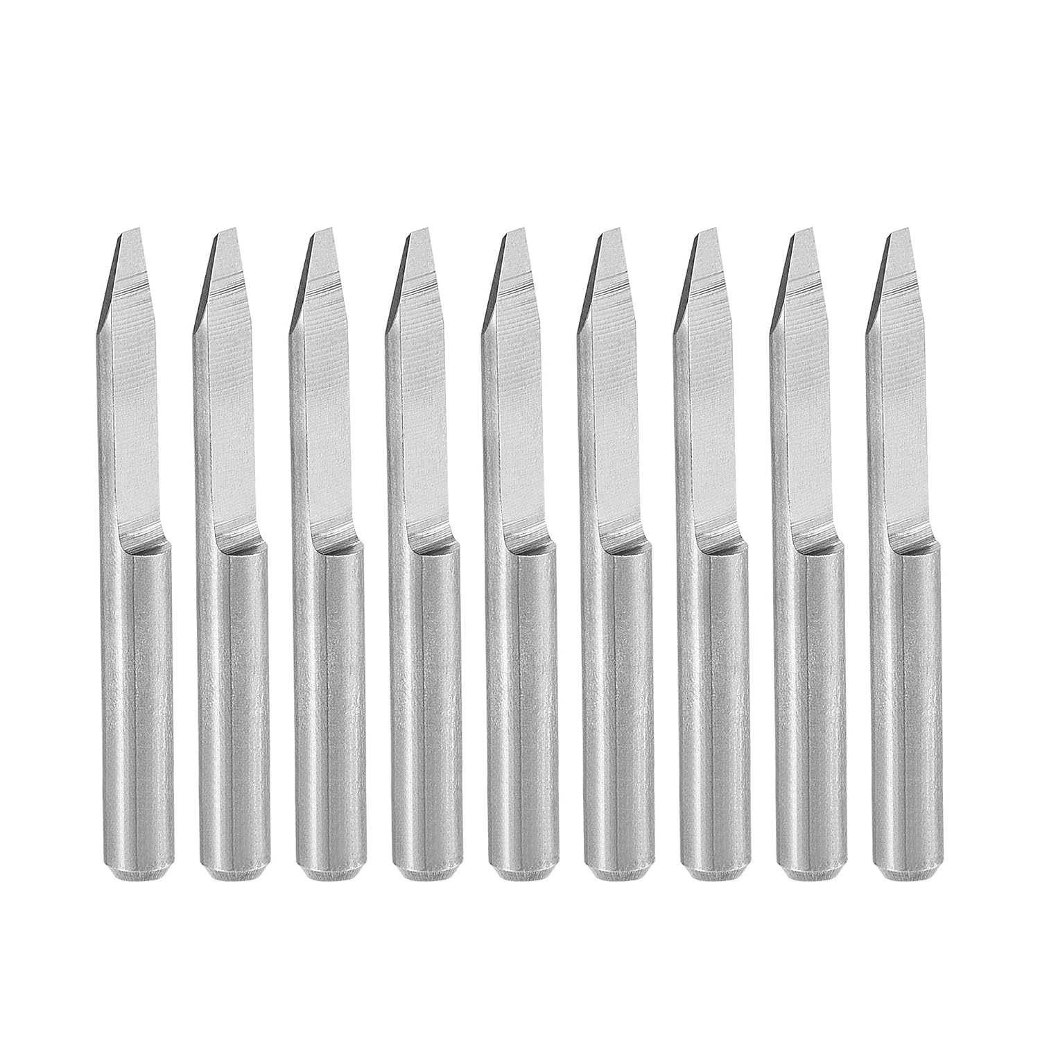 Wood Engraving Bit Solid Carbide 3.175mm 1/8" Shank, 30 Degree 1.2mm Tip CNC Router Tool for Acrylic PVC MDF PCB Wood Carving, 10pcs