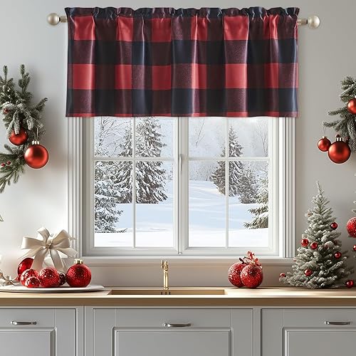 Vista 17 de Melodieux Cortinas opacas a cuadros de búfalo de 63 pulgadas de largo para dormitorio, sala de estar, cortinas con ojales para oscurecer