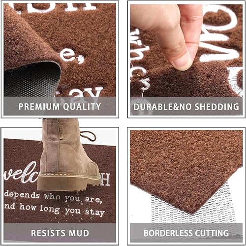 Miniatura 4 de JJUUYOU Felpudos de bienvenida al aire libre para puerta delantera, entrada interior, perfil bajo, antideslizante, goma trasera para piso, divertida