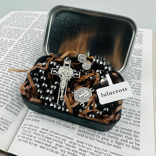 Miniatura 4 de Rosario católico de hematita para hombre de 0.315 in Rosario duradero para oraciones, meditación y protección espiritual, ideal para uso diario,