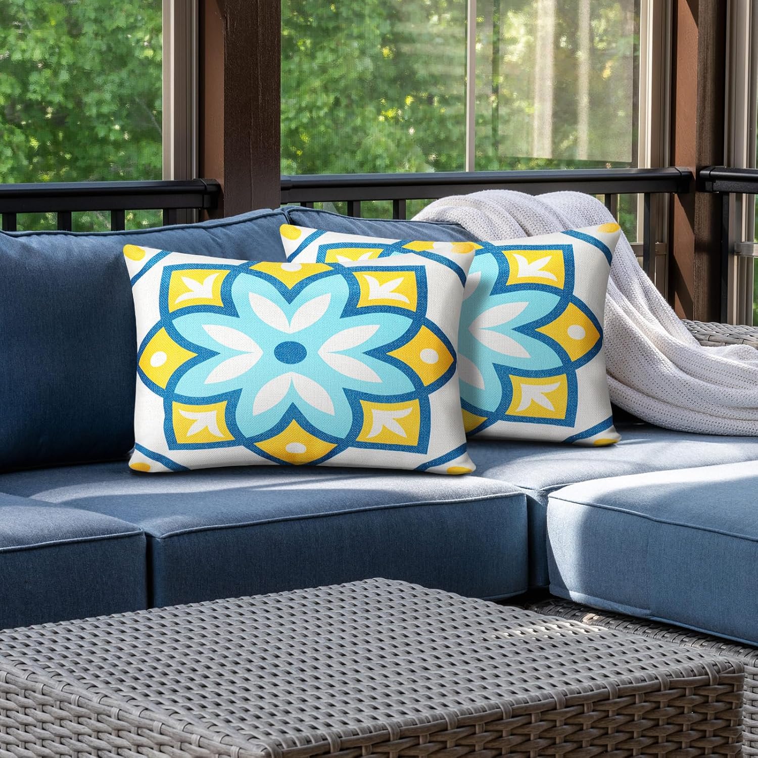 Juexica 2 Pack Lounge Chaise Pillow with Strap 16 x 11 Inches Waterproof Outdoor Beach Chair Pillow Adjustable Elastic Band for Hammock Lumbar Recliner Pillows for Beach Office Chair(Fresh Flowers)