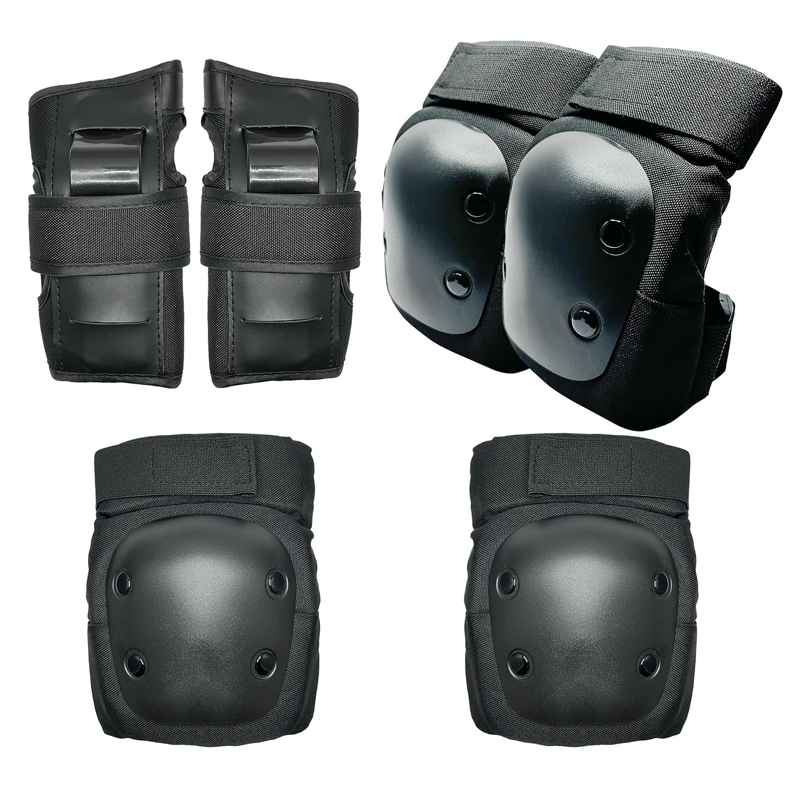 Kinder-Knieschoner und Ellbogenschützer-Set für Kinder von 5–8, Knieschoner, Skateboard- und Roller-Schutz-Set, Kinder-Schlittschuhschutz und Skate-Schutz, Jungen, schwarz