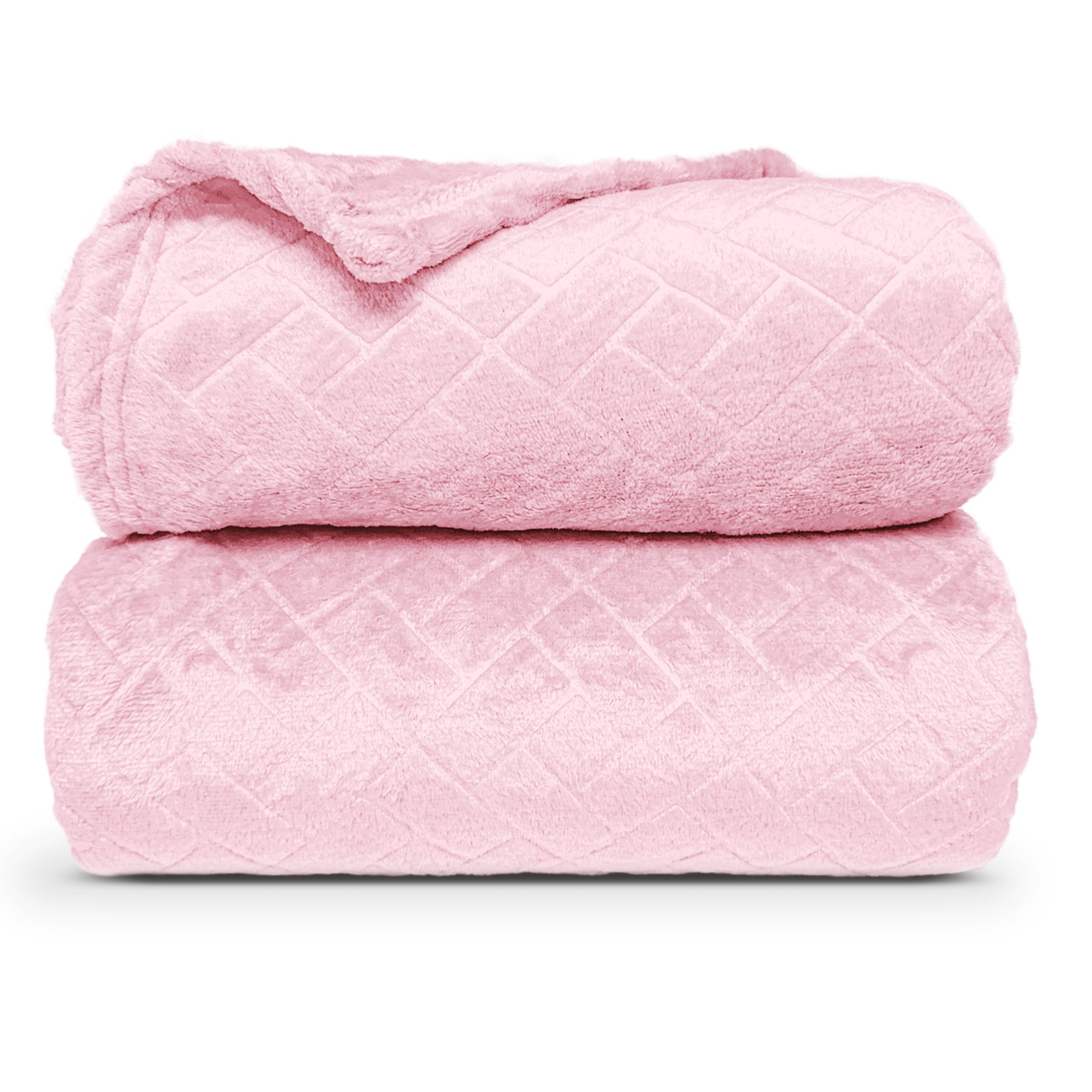 Dalina Textil - Mantas para Sofás de Franela 130X160CM con Diseño Ladrillos - Mantas para Cama de 90cm 100% Poliéster Suave y Cómodo, Rosa Bebe