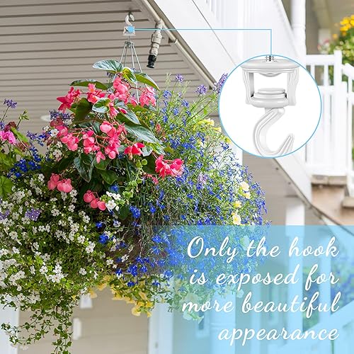 Miniatura 6 de Hotop 4 juegos de ganchos de techo para plantas colgantes, gancho de techo giratorio con perno de tornillo, ganchos de resorte chapados en zinc para