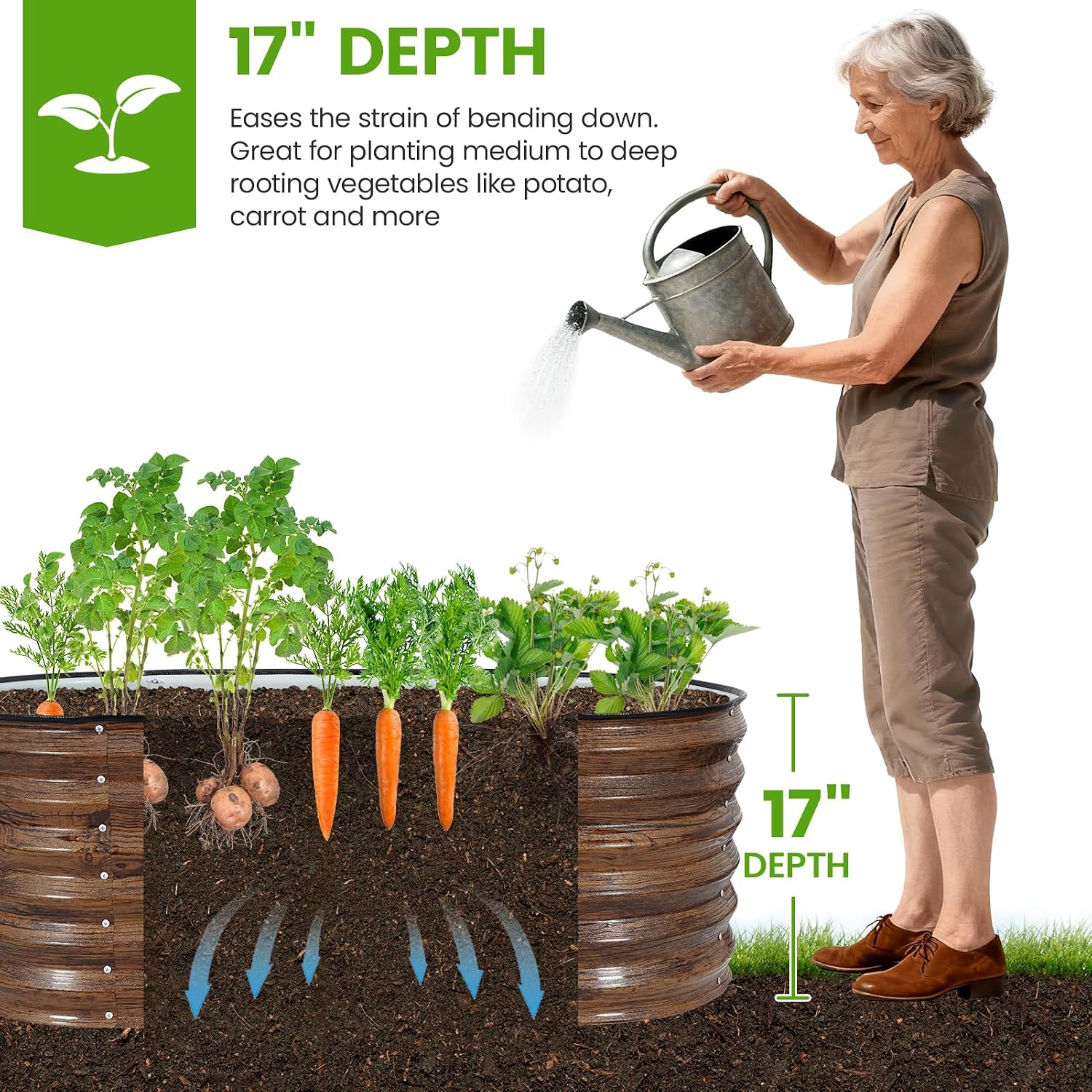 Galvanized Raised Garden Bed,4x2x1.4ft Planter Box for Deep Root Plant 3Pcs image 2