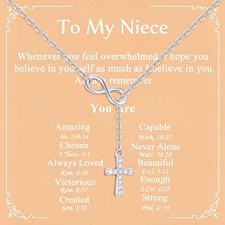 925 Sterling Silver Infinity Cross Necklace 18K White Gold Plated Small Danity Cross Necklace Confirmation Baptism Easter Religious Christian Gifts for Women Mom Sister Daughter Friend Niece