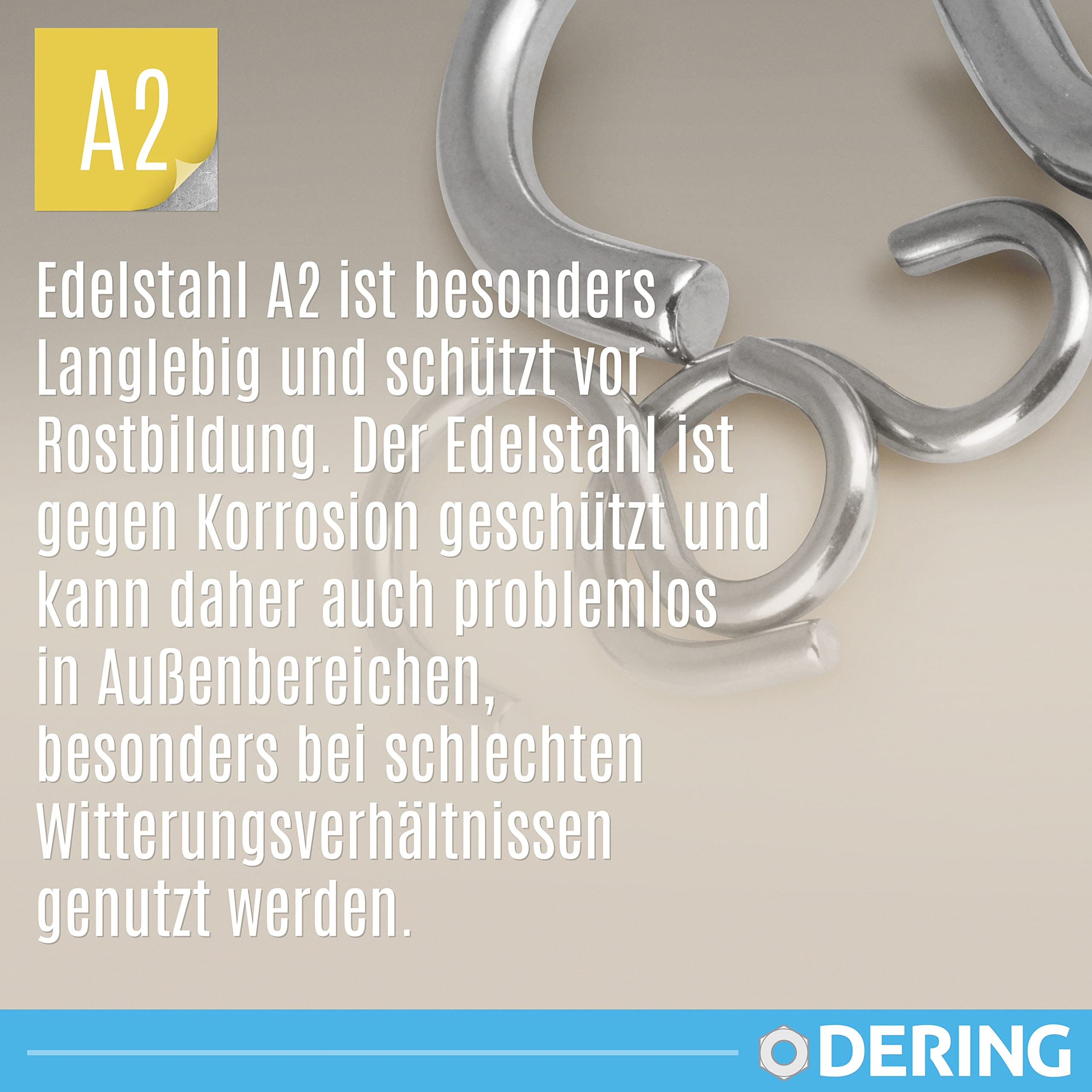 DERING S Haken Edelstahl 67 mm 50 Stück Kleiderbügel Fleischerhaken Gardinenhaken