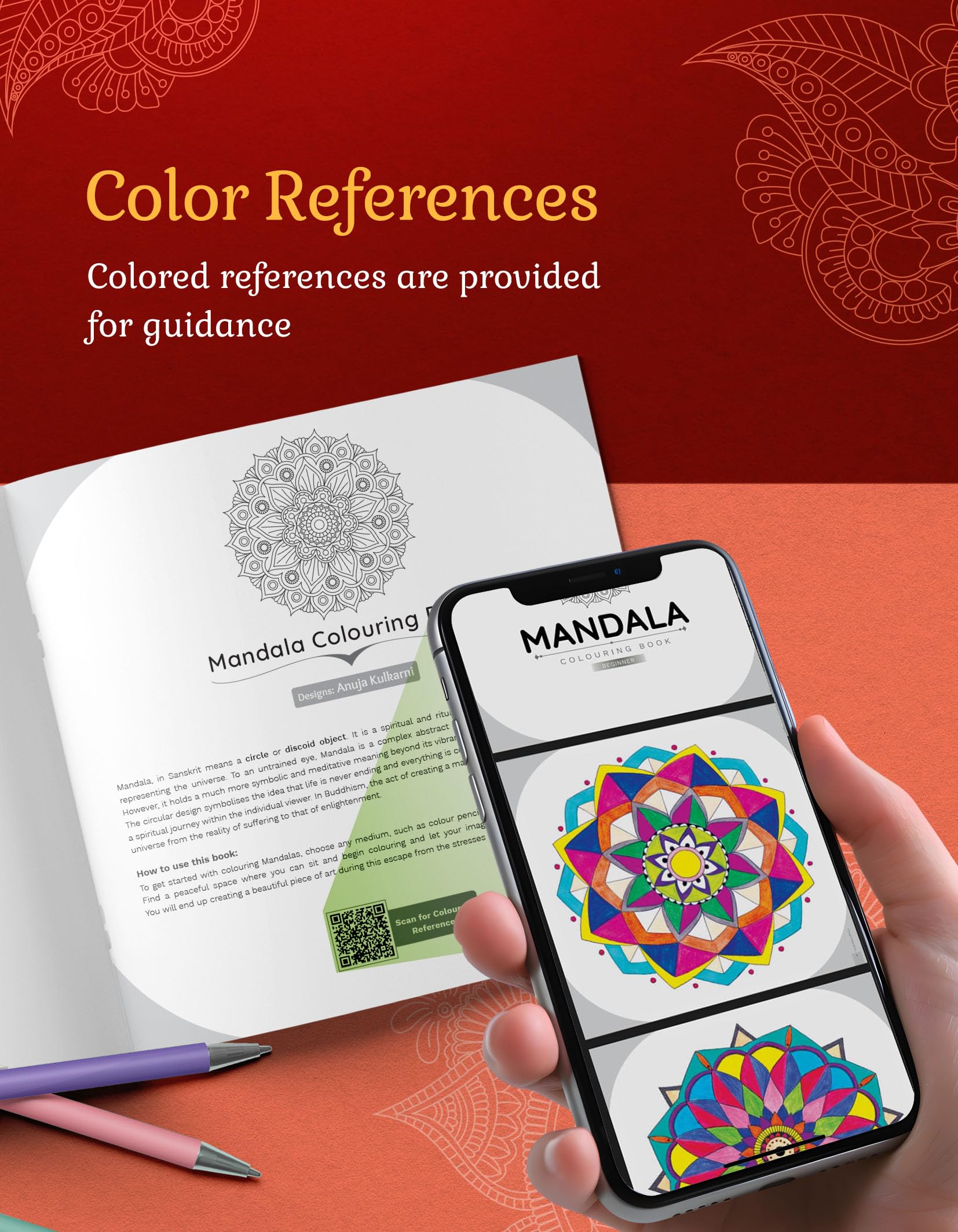 Mandala Colouring Book for Adults & Teens | Relieve Stress & Boost Creativity | 31 Bold & Easy Mandala Designs with DIY Activity Sheet | Coloring reference with QR code | Book 1 3