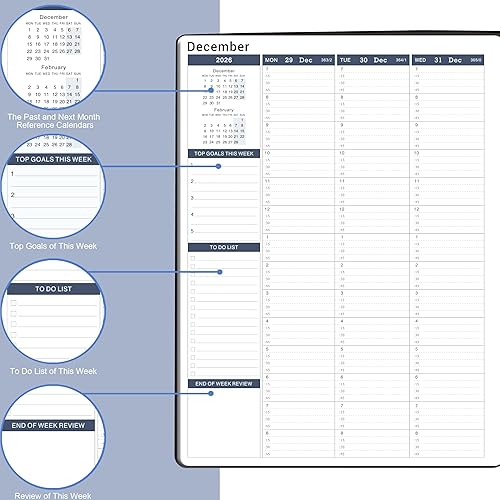 Miniatura 4 de Agenda semanal 2026  Agenda diaria por hora 2026 con intervalo de 15 minutos, enero 2026 a diciembre 2026, 8.5 x 11 pulgadas, logra tus objetivos y
