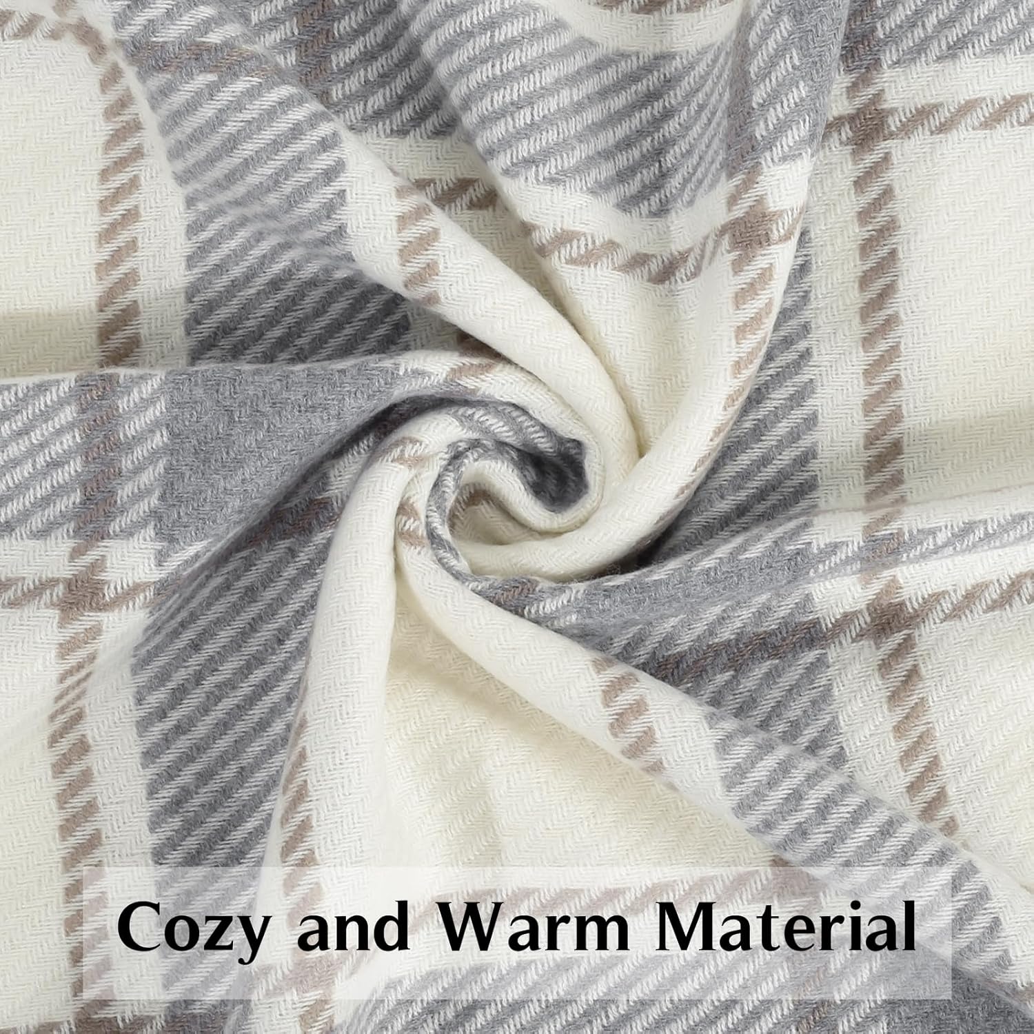 HH HOFNEN Women's Winter Scarf Classic Tassel Plaid Scarf Large Shawl Oversized Scarves Soft Warm Blanket Thick Wraps - Image 3