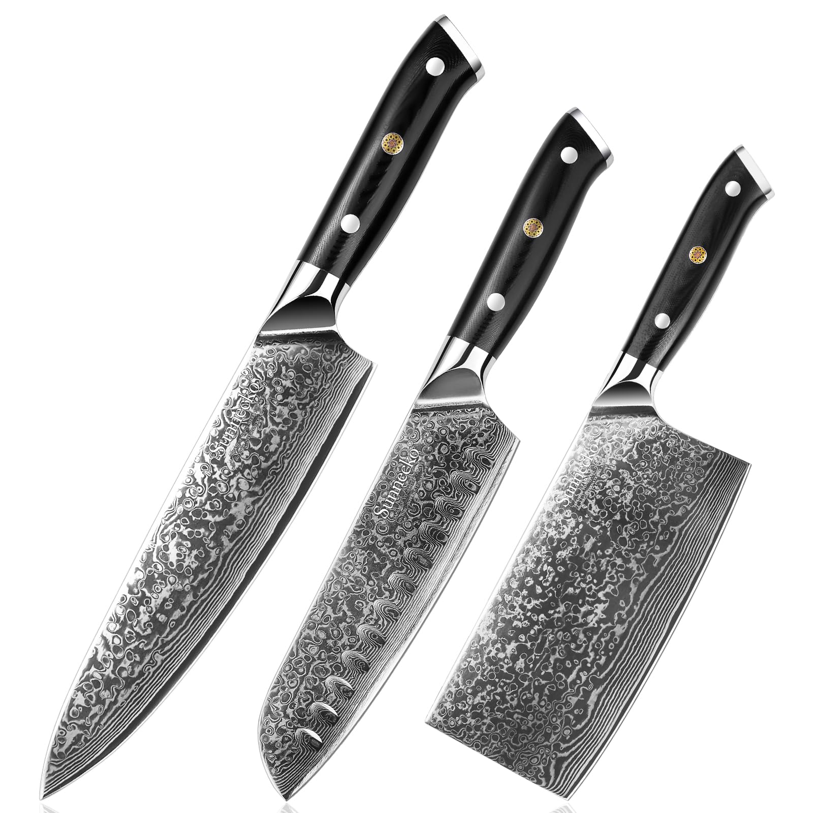 SunneckoDamascus Kitchen Knife VG10 High Carbon Staineless Steel with G10 Handle