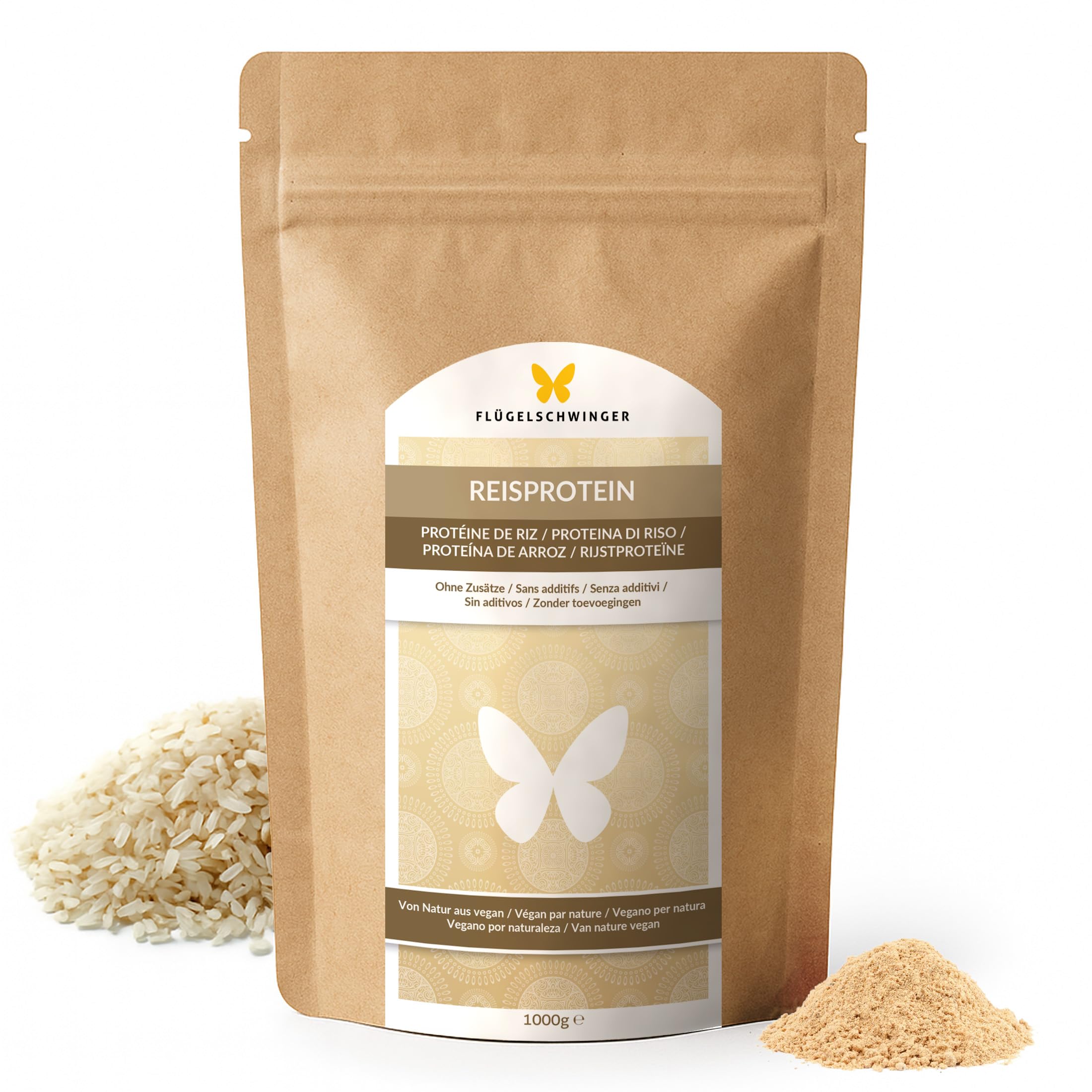 1 kg proteine di riso con 84,4% di proteine, senza additivi, naturalmente vegano, senza lattosio e senza soia (1000 g)