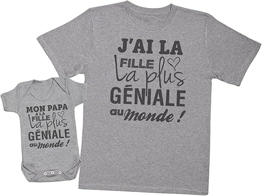Zarlivia Clothing Mon Papa A La Fille La Plus Geniale Au Monde Creez Votre Ensemble Coffret Cadeau Articles Assortis Papa Bebe T Shirt Homme Body Bebe Vendus Separement