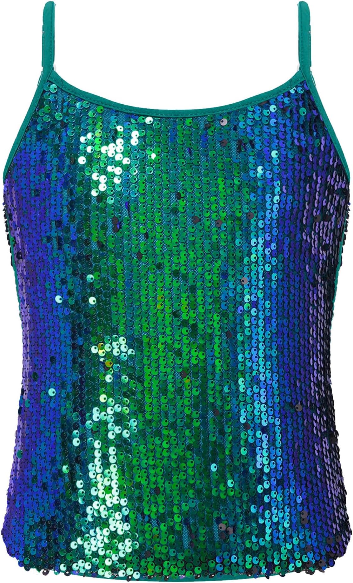 Miutii Kids Girls Shiny Sequins Camisole Tank Top Jazz Latin Ballet Dance Crop Top Stage Performance Vest Tops
