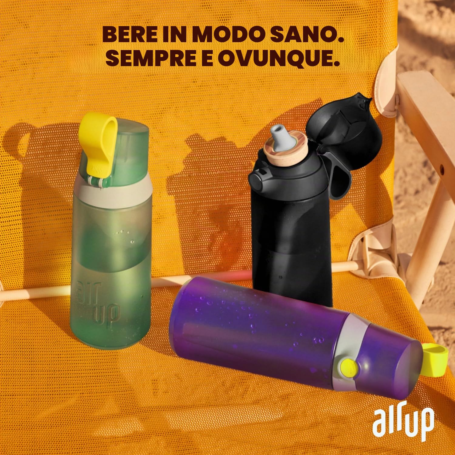 AIR UP Borraccia Click Turtle Green originale con cialde in 5 gusti, borraccia da 600 ml con aroma senza zucchero, lavabile in lavastoviglie, senza BPA