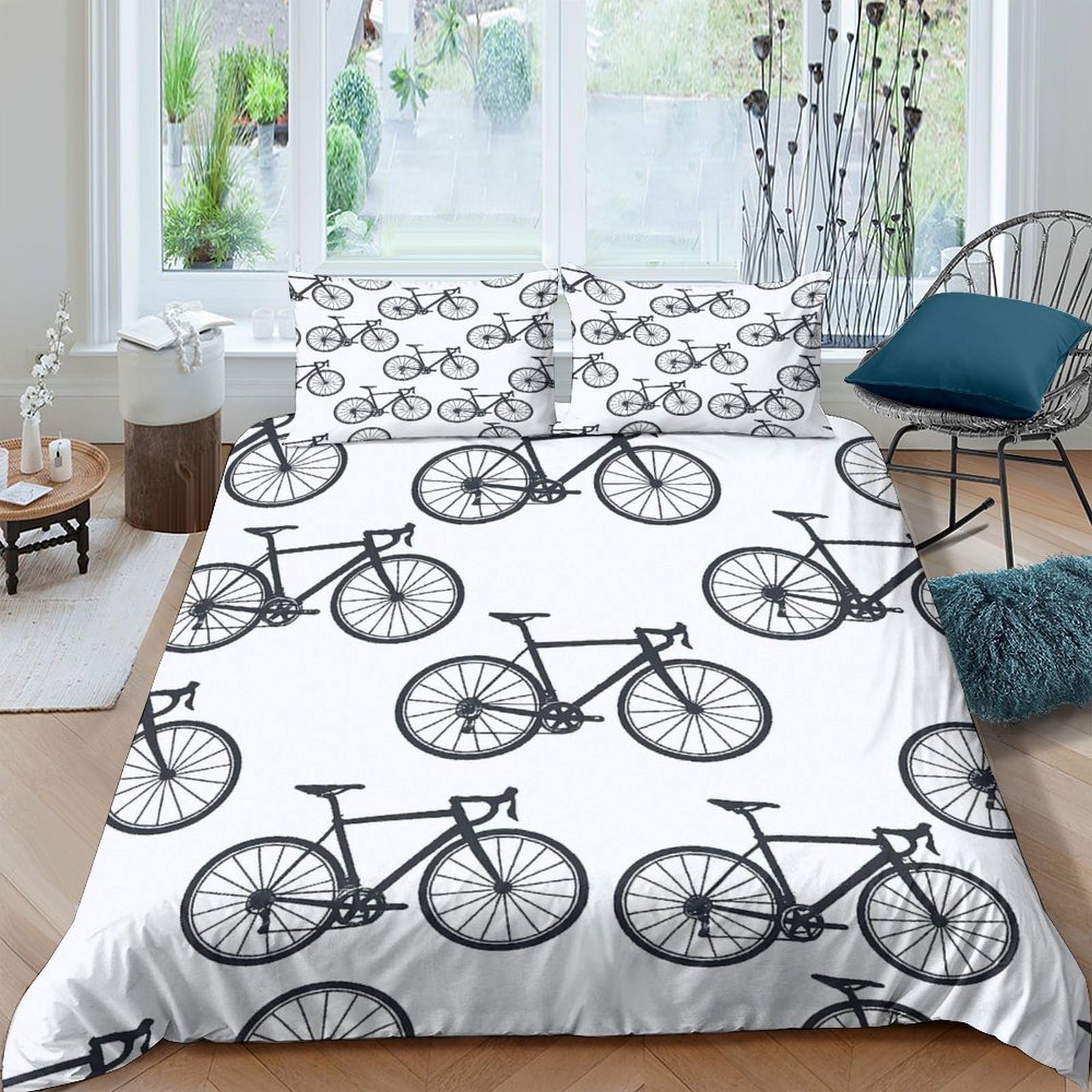 Ctjqhvkz Style-10 3D Printed Bicycle Pattern Fitted Sheet Microfiber Anti-Slip Modern Bed Sheet For Bedroom Dorm Easy Care Single（135X200cm）