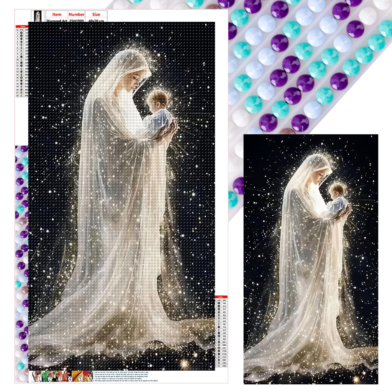 POETRYDRAW White Glowing Lady Full DIY 5D Round Drill Diamond Art Painting Kits for Adults/Beginners Gift Idea Home Decor Diamond Art Paintings Picture Arts Craft 40x70cm (Lady)