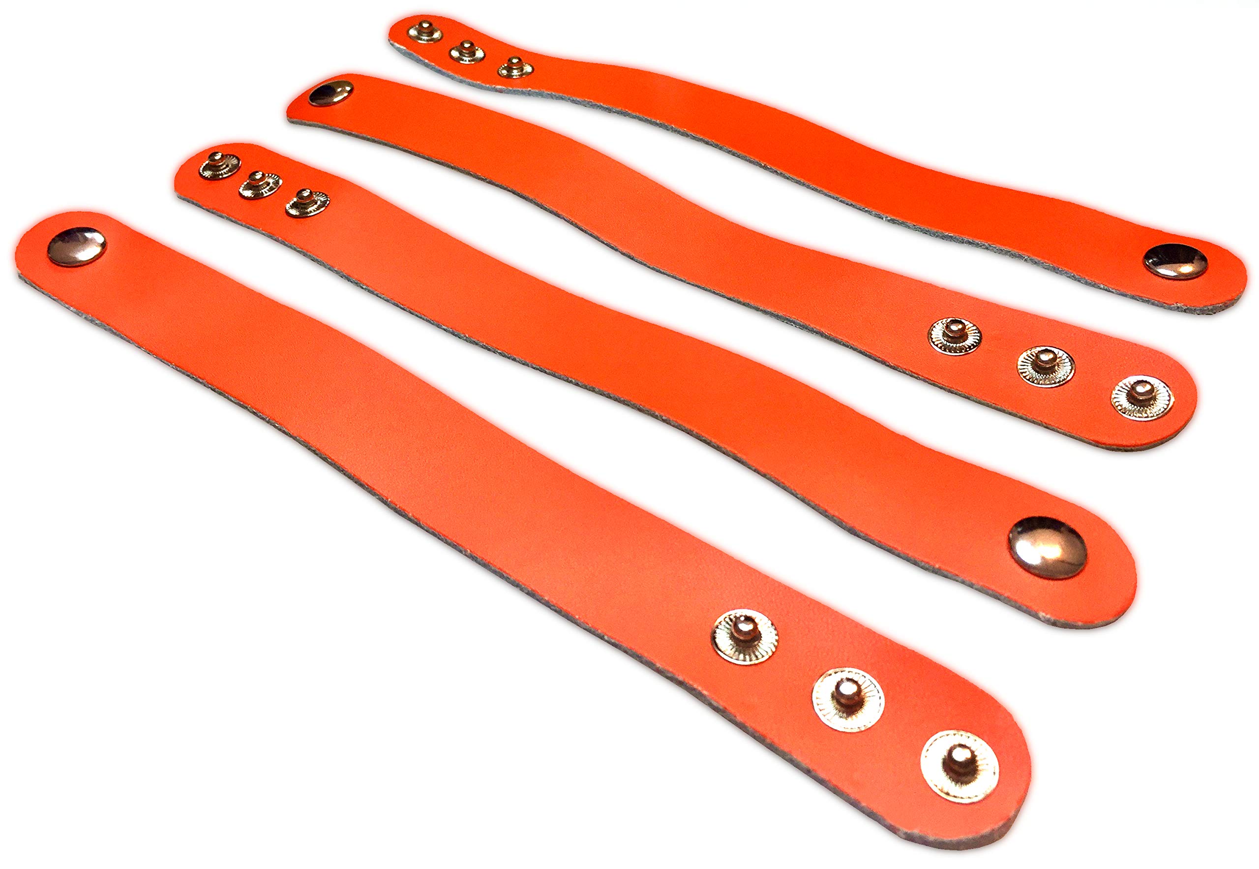 (4-Pack) TheAwristocrat Blank Orange Leather Bracelets DIY Craft Wristbands - Customize & Personalize (Orange)