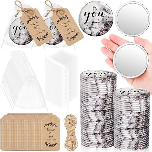 Tradder 50 juegos de regalos de agradecimiento inspiradores, espejos compactos a granel, regalos de agradecimiento a los empleados para mujeres,
