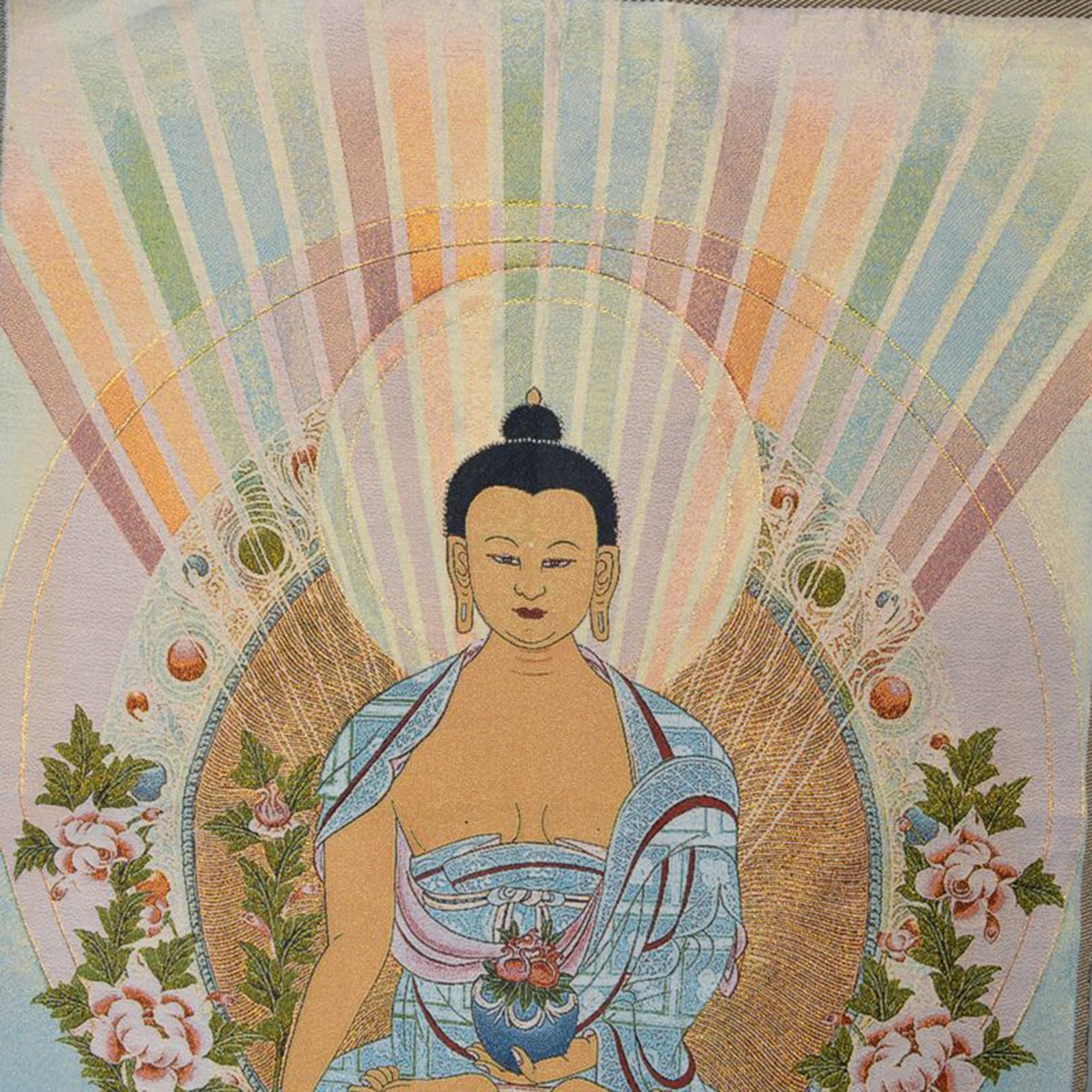 Buddha della Medicina Tibetano Thangka Ricamo Pittura Buddista Thangka Broccato Arazzo Pittura Arte - Decorazione della Camera da Letto Yoga (Size : 60x90cm(23x35inch))