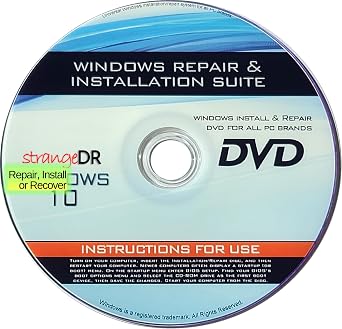 strangeDRs Reinstall DVD Compatible with all Versions of Win 10 for 32/64 bit systems, Recover- Restore- Repair Boot Disc. Install to Factory Defaults and Fix PC Instantly, so Easy!