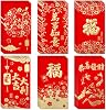 36pcs Chinese New Year Red Envelopes, 6 Style Gold Foil Fu Hot Stamping Hong Bao Paper Red Pocket Chinese Lucky Money Packet for Chinese New Year Festivel OccasionsStyle 1