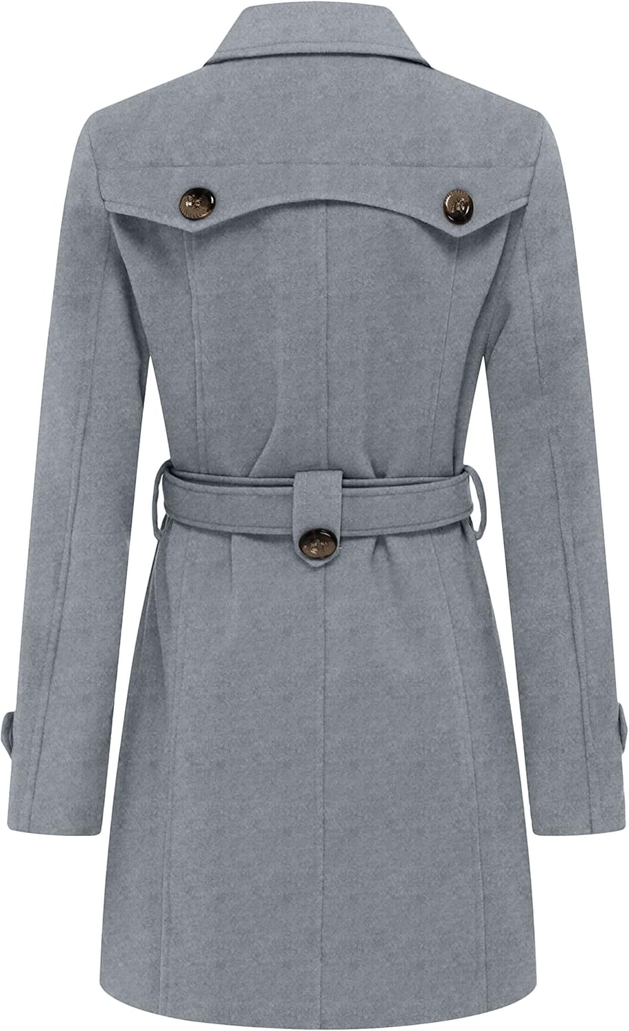 wantdo Women's Double Breasted Pea Coat Winter Mid-Long Trench Coat with Belt - Image 3