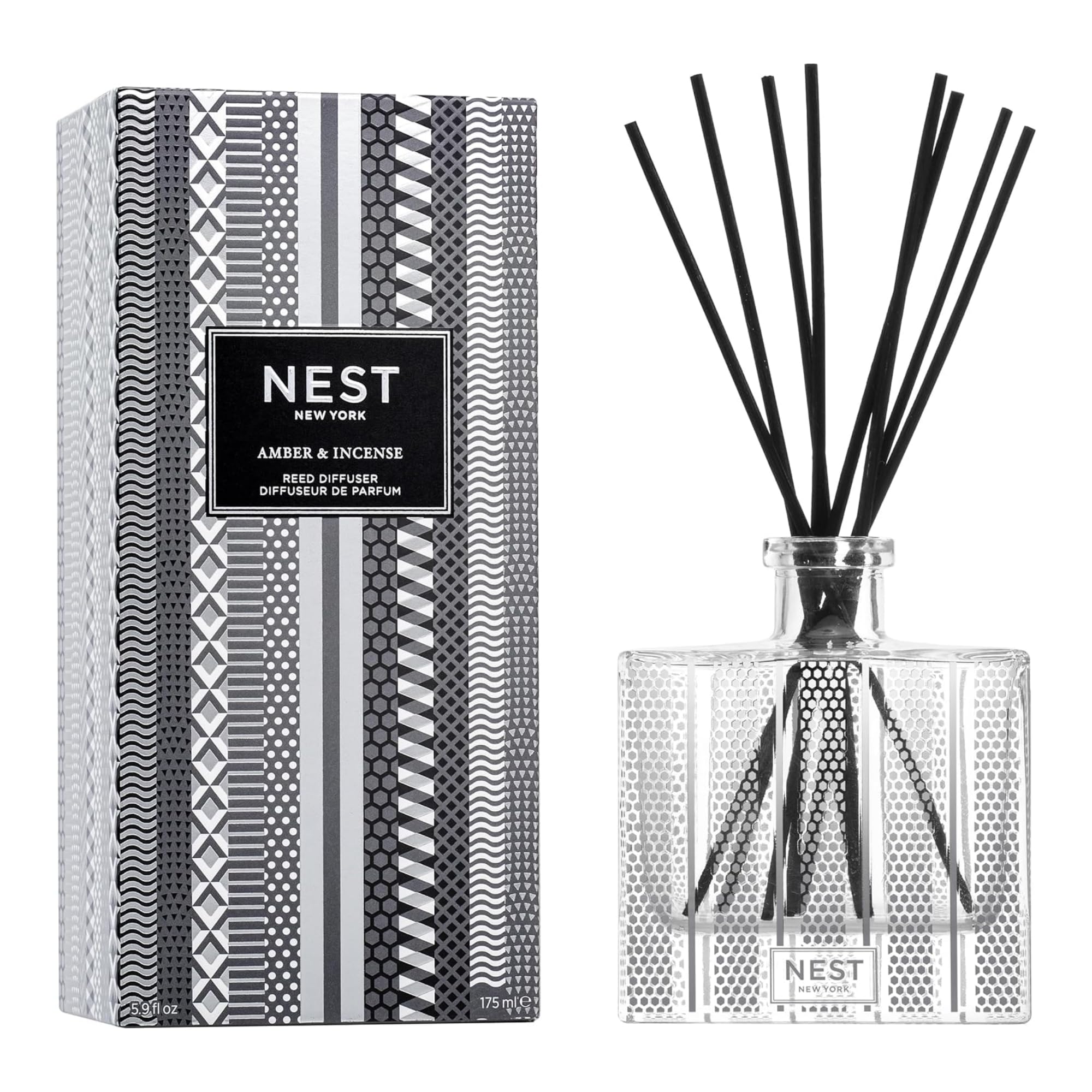 NEST Fragrances Amber & Incense Reed Diffuser, 5 Fluid Ounces