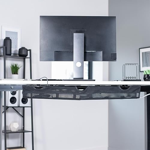 Miniatura 2 de VIVO DESK-AC36MH-S - Organización de cables de red de malla para debajo del escritorio, 36 pulgadas con soporte para regleta de alimentación,