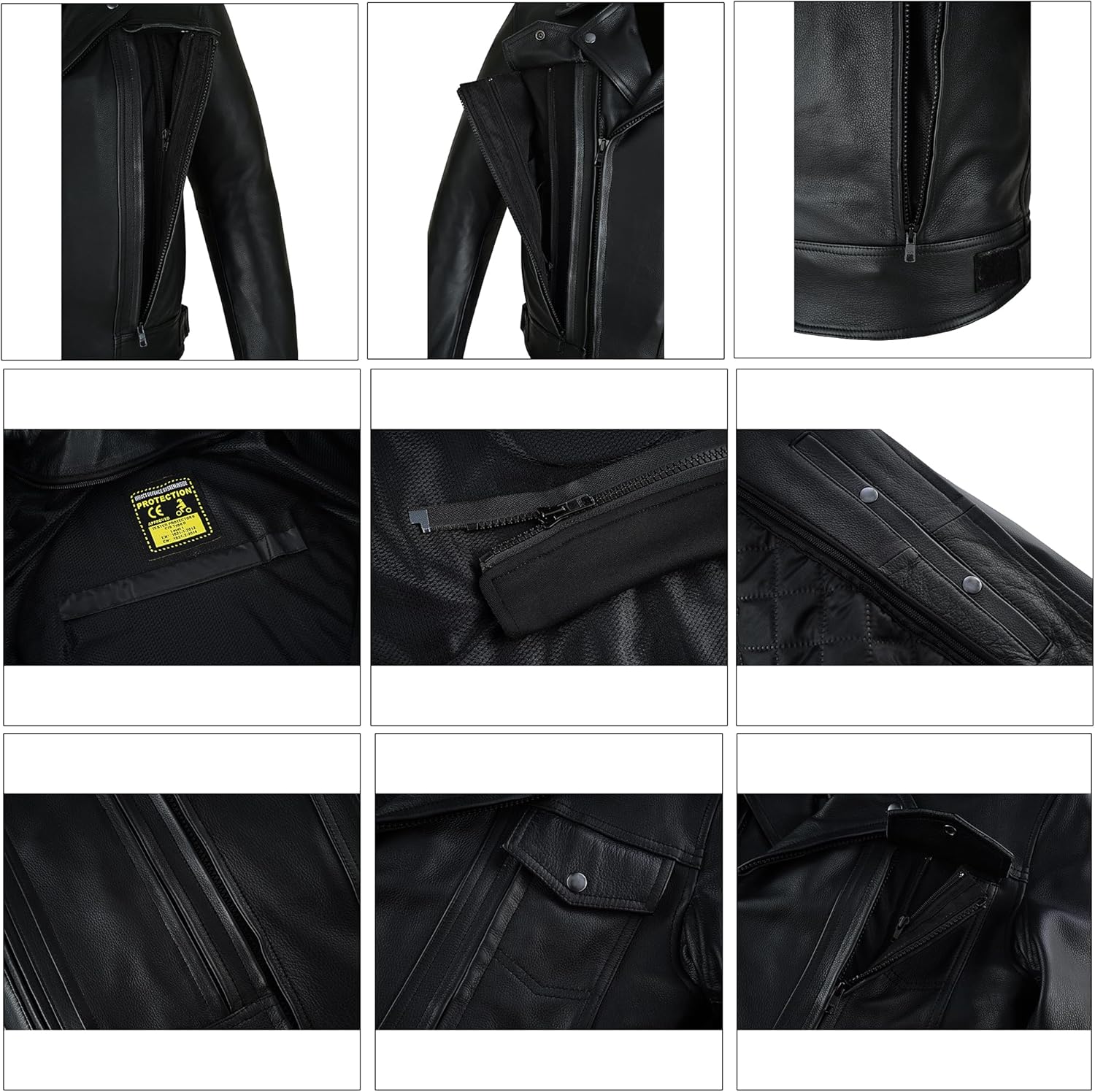 Overlord - Men's CE-Approved Motorcycle Leather Jacket - Full Grain Cowhide Removable Armour Biker Jacket