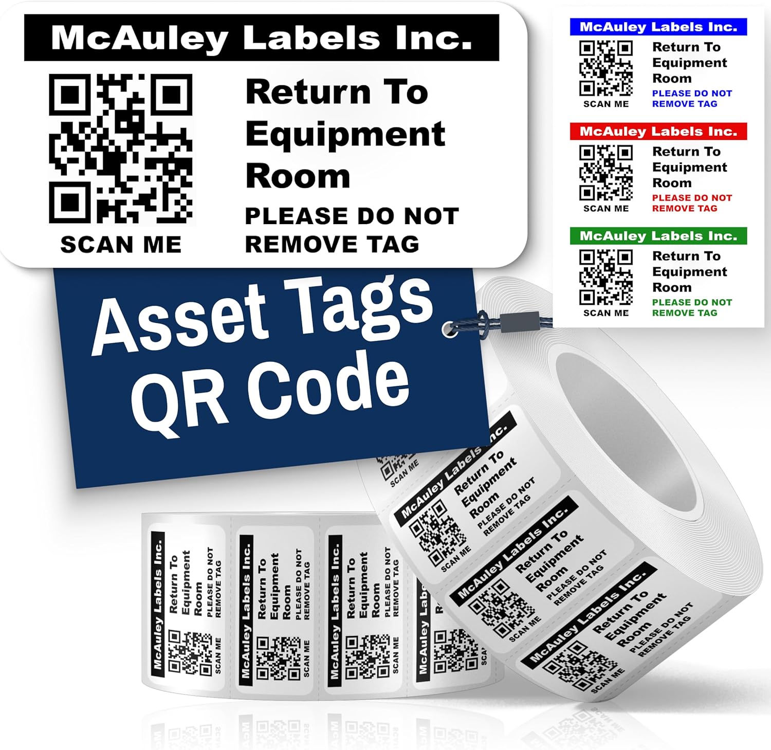 McAuley Labels Custom QR Code Stickers - Numbered, Permanent, Adhesive Asset Tags for Equipment - Semi-Gloss White Polyester - 2x1 Inches