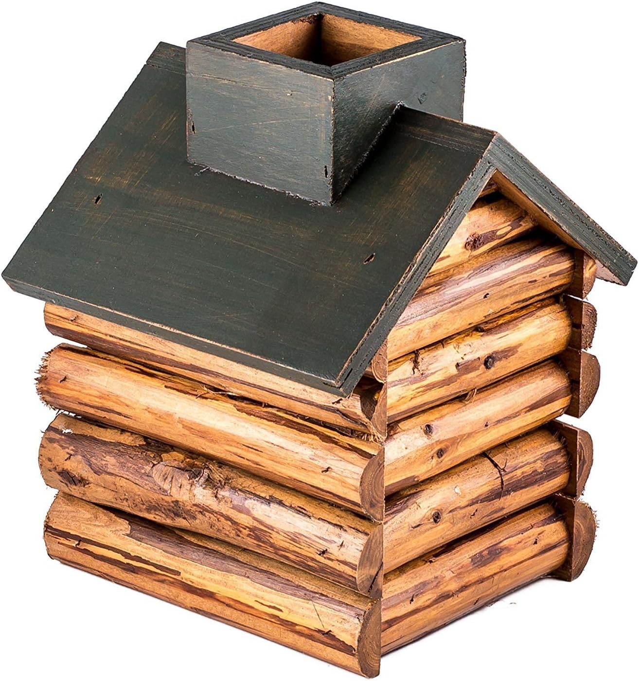Wood Cabin Tissue Box Decoration - Green Roof