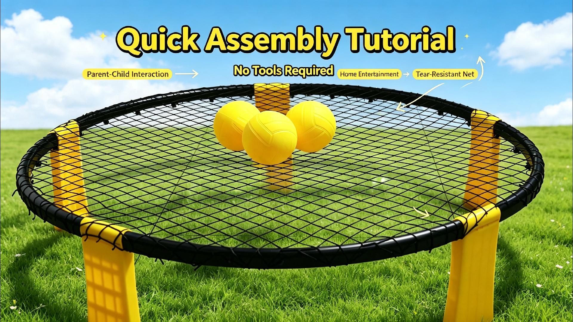 Roundnet Blinngoball Dreamy Cubby – Jeu De Balle Extérieur Avec Filet, 3 Balles, Pompe, Sac à Dos