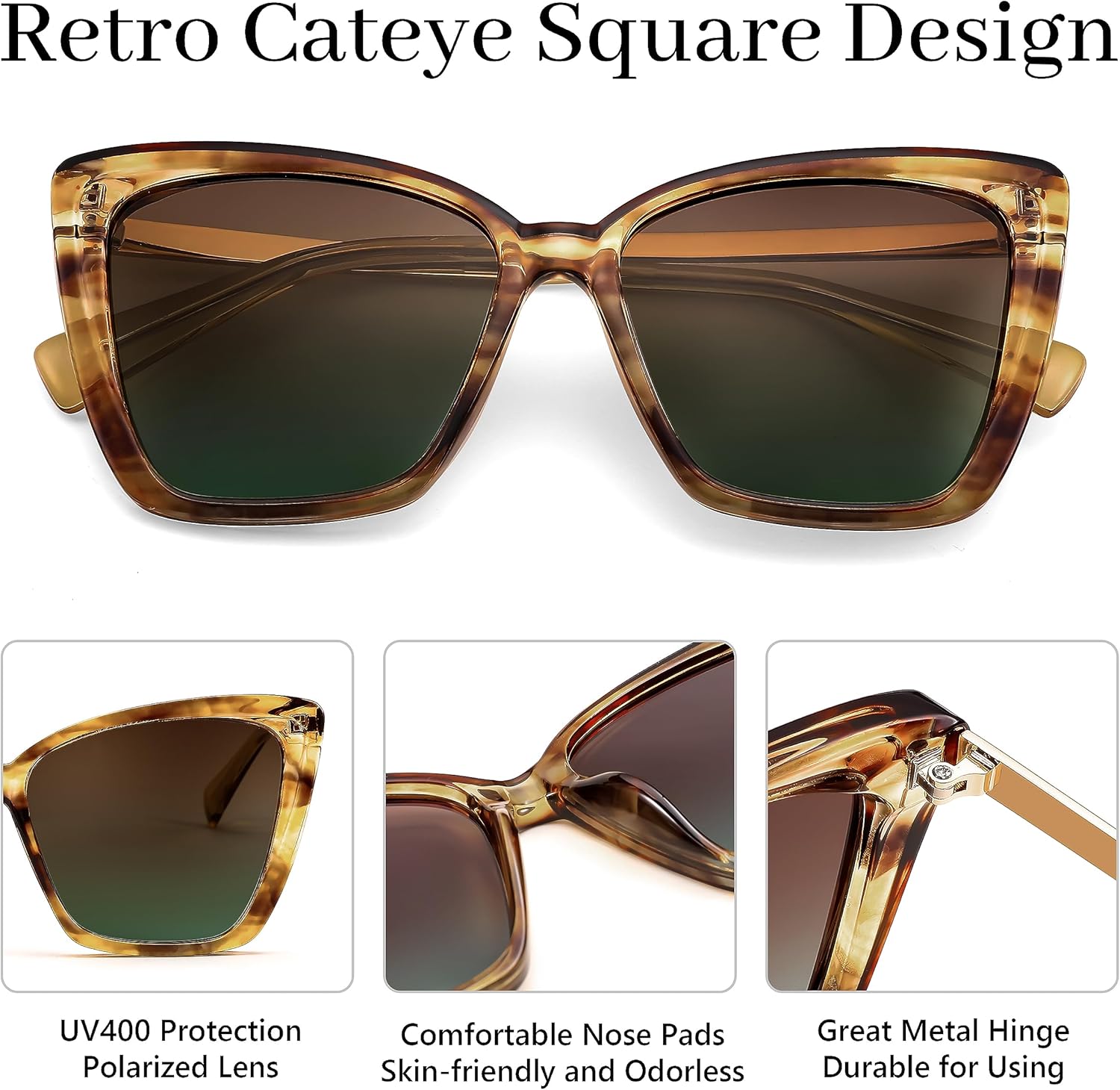 FEISEDY Trendy Polarized Women Sunglasses, Retro Womens Square Cat Eye Sun Glasses B4134 - Image 5